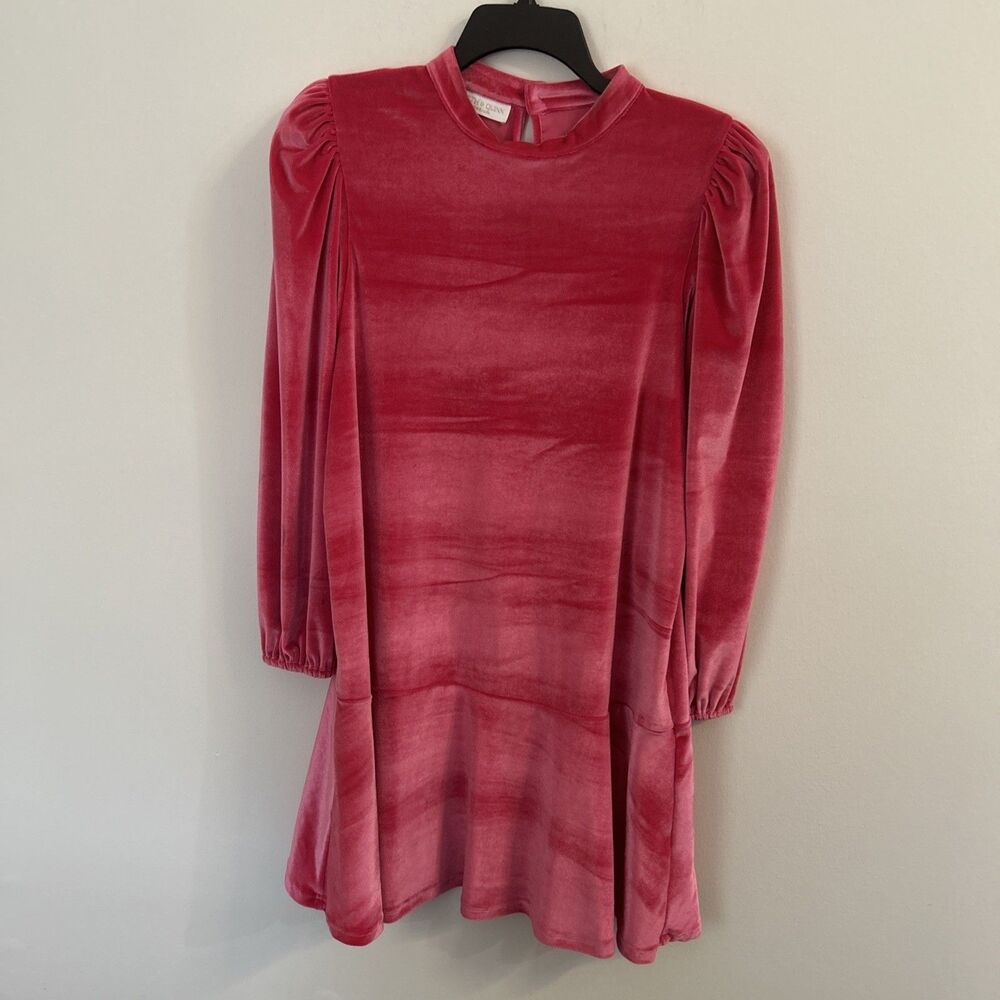 Pink Velvet Mini Dress with Puff Sleeves